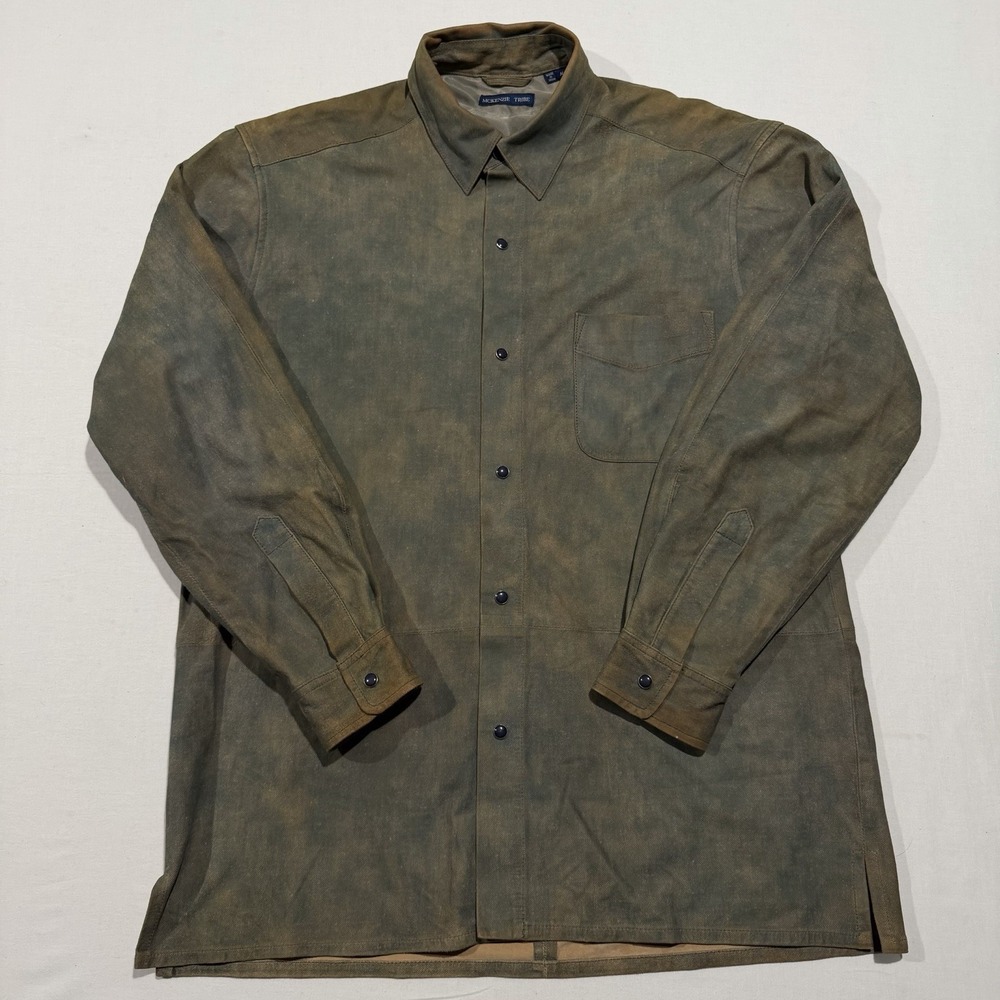 Vintage McKenzie Tribe Mens Medium Suede Leather Shirt Jacket Western Distressed